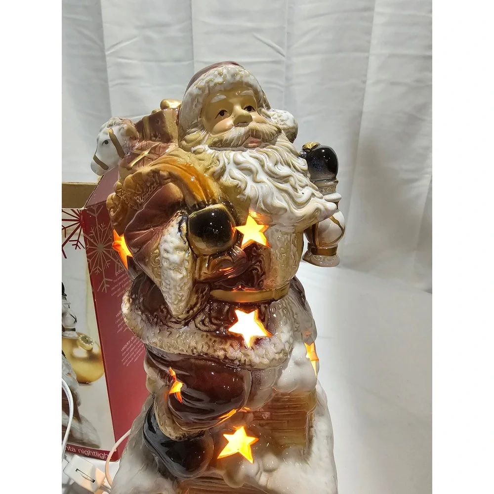 Elements Santa Claus Night Light Figurine Porcelain With Box Christmas Decor‎